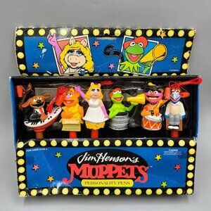 Rare Muppets Personality Pens with Figure Toppers Vintage Set of 6 in box